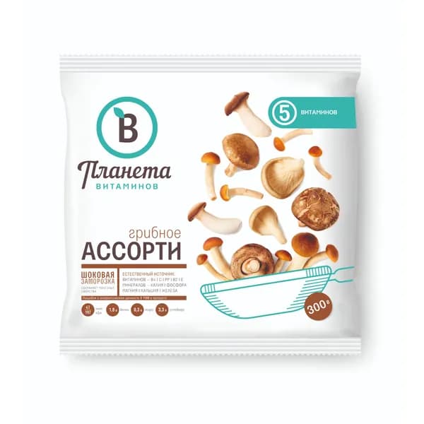 Грибы Ассорти 300 г, Планета Витаминов, замороженные