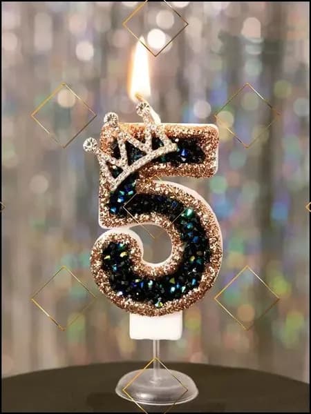 Свечи для торта цифра 5 "1", 8 см, 1 шт