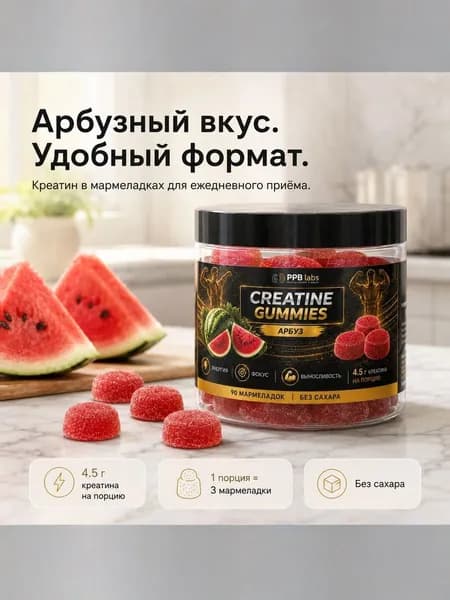 Креатин моногидрат PPB labs мармелад 370 грамм, для набора мышечной массы и восстановления, для набора мышечной массы и востановления.