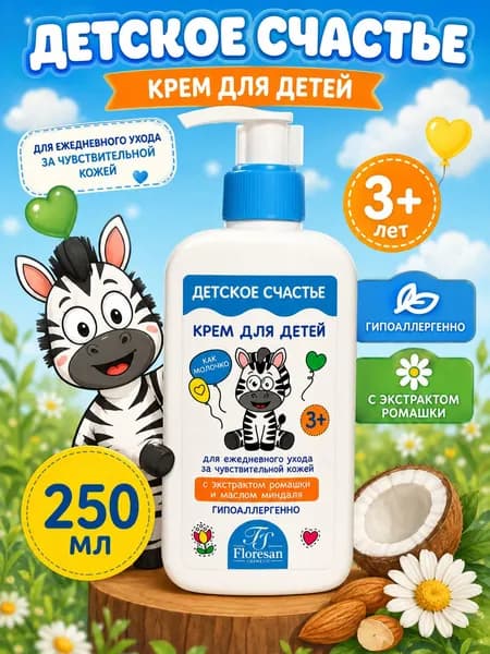 Floresan Крем для детей 3+ с экстрактом ромашки и маслом миндаля 250мл