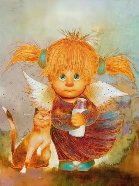 Безрамная алмазная мозаика 30X40 см Рыжие Солнечные Ангелы / живопись акриловыми алмазами Счастливые Ангелы