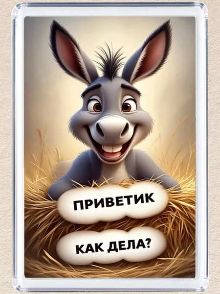 Магнит на холодильник "Веселый ослик"