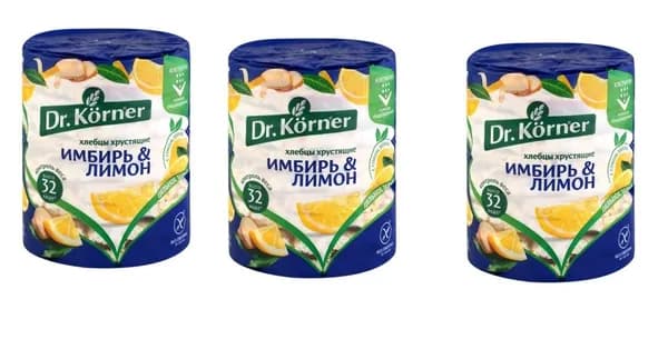 Dr. Korner Хлебцы Имбирь, Лимон, 90г, 3 шт