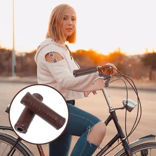 Кофейные кожаные чехлы из пу для руля горного велосипеда, в наборе 2 шт для защиты