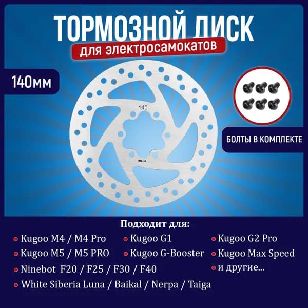 Тормозной диск для электросамоката 140мм (Kugoo M4, M4 PRO, Max Speed, G-Booster, G1, WS Taiga)