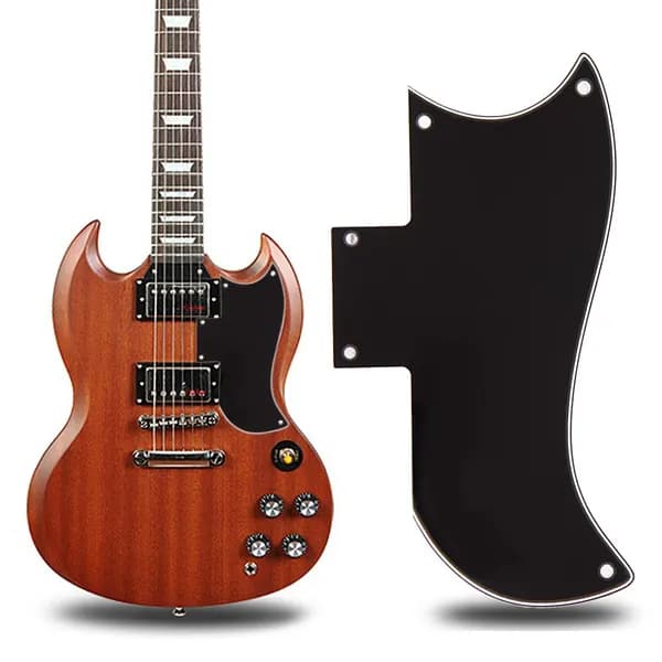 Защитная пластина для электрогитары Gibson SG, PVC, чёрно-белая, 5 отверстий