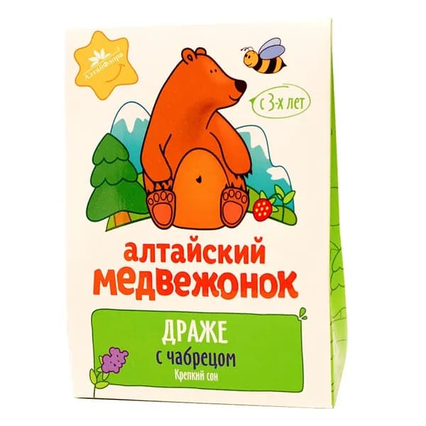 Алтайский медвежонок драже с чабрецом Алтайфлора, 75г