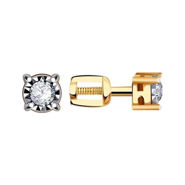 Золотые серьги DIAMANT-ONLINE с цирконием 585 пробы