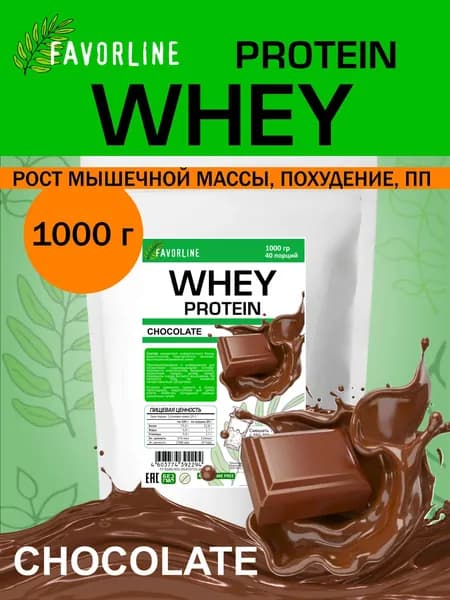 FAVORLINE Whey Protein Сывороточный протеин 1000 гр Шоколад