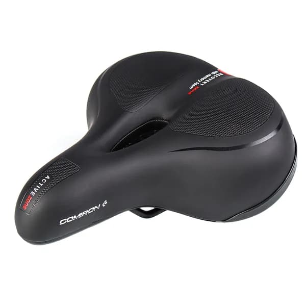 Седло велосипедное комфортное COMIRON TOKYO C012 265x220, Технологии: ED, MEMORY FOAM, Верх: PU с пресс. принтом, Цвет: Чёрный Синий