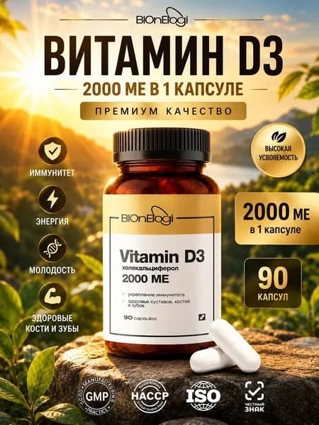 Витамин д 2000ме , vitamin D3 , 90 капсул
