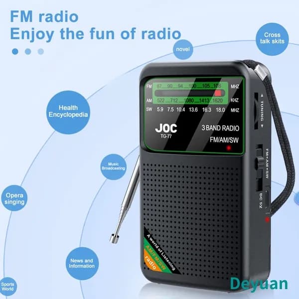 milochic Магнитола Портативное мини-FM AM SW полнодиапазонное радио с автоматическим поиском лучшего приема для Elder, черный
