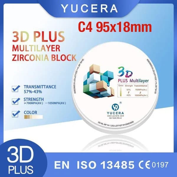 Стоматологический циркониевый диск для CAD/CAM 3D Plus Multilayer C4 95*18