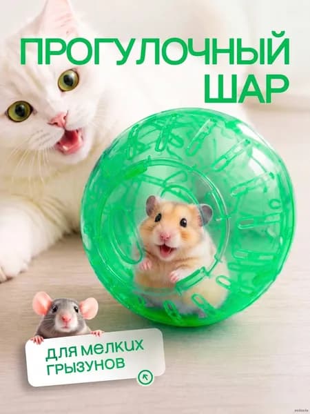 Интерактивный прогулочный шар для грызунов хомяков зеленый разборной пластик антистресс