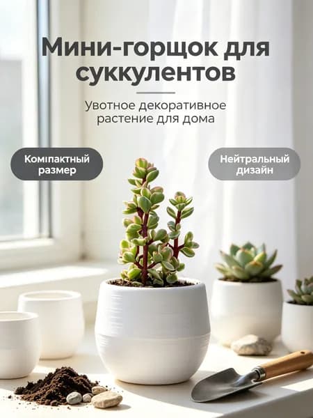 Вазон 7 см, 1 шт, цвет белый