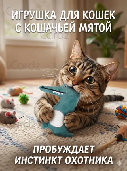 Игрушка для кошек с кошачьей мятой, 10 см, зелёная