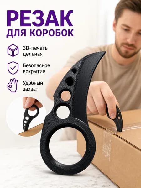 Открывалка для посылок 3D печать, компактный резак для упаковочного скотча с держателем на палец, безопасный инструмент для распаковки коробок дома и в офисе