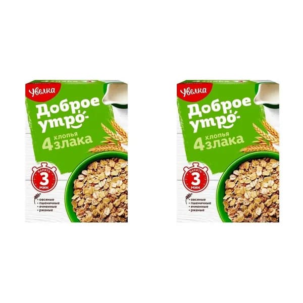 Увелка Хлопья мультизерновые, тонкие, 350 г, 2 шт