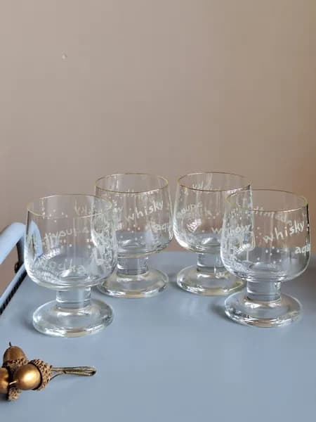 Бокалы Богемия хрустальные винтажные на ножке 150 мл. Bohemia Crystal Чехословакия 4 шт.