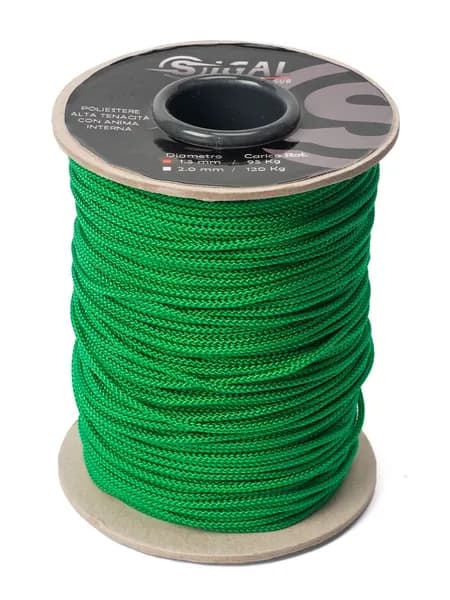 Линь для подводной охоты SIGALSUB GREEN POLYESTER 2.0 мм, 10 метров