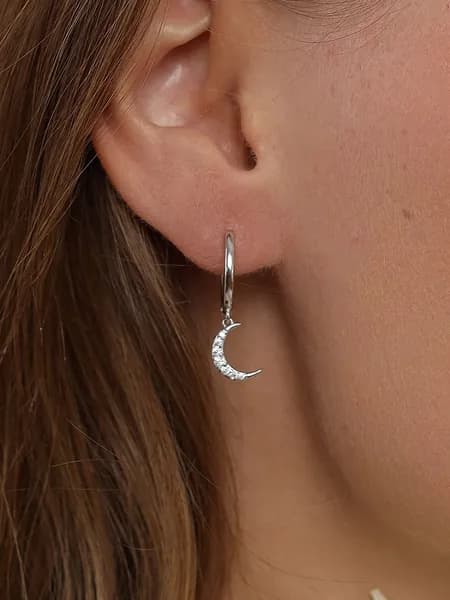 Серьги луна звезда серебряные