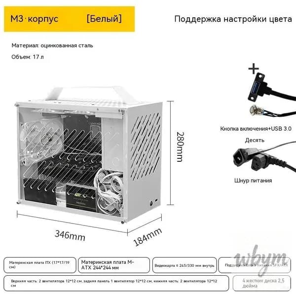 Компьютерный корпус M3, прозрачный