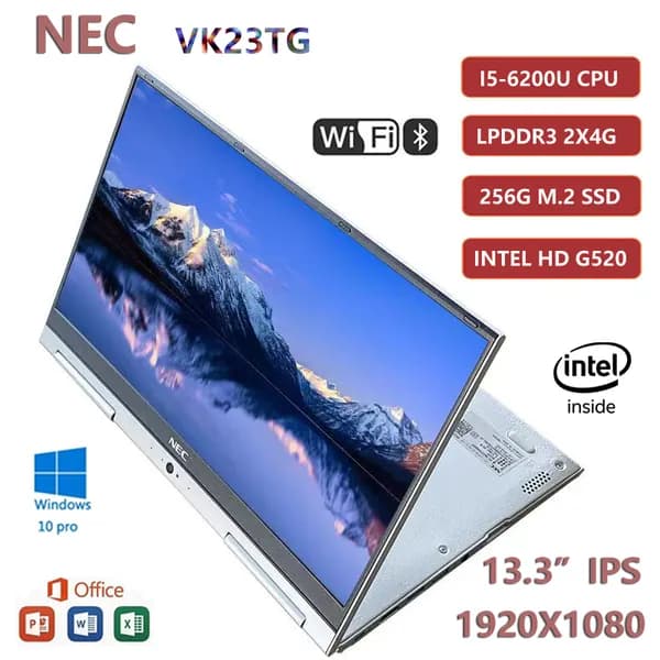 NEC 13.3 " NEC VK23TG Ноутбук 14", Intel Core i5-6200U, RAM 8 ГБ, SSD 256 ГБ, Intel HD Graphics 520, Windows Pro, (13.3 " NEC VK23TG), серебристый, Английская раскладка