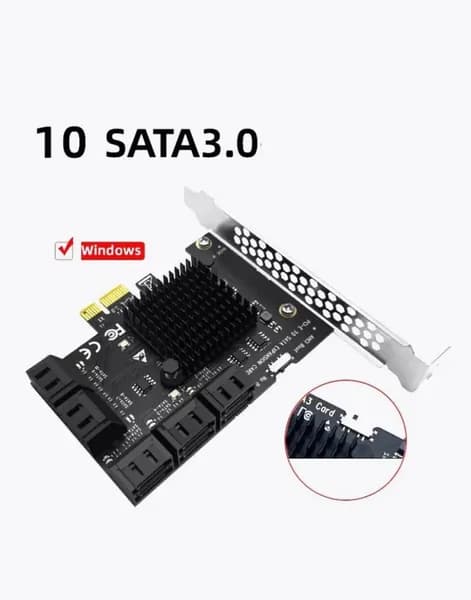 Плата PCI-E на 10 выходов SATA 3.0: 6 GBp/s