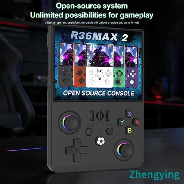 Портативная ретро-видеоигра R36MAX2 с открытым исходным кодом, 128 ГБ, чёрная