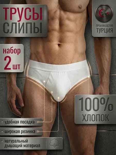 Трусы слипы плавки хлопок набор 2 шт