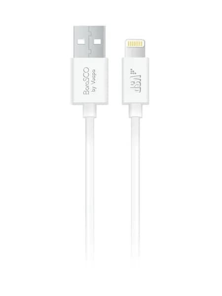 Дата-кабель BoraSCO USB - 8 pin, 1м, белый, Lightning, для мобильных устройств Apple