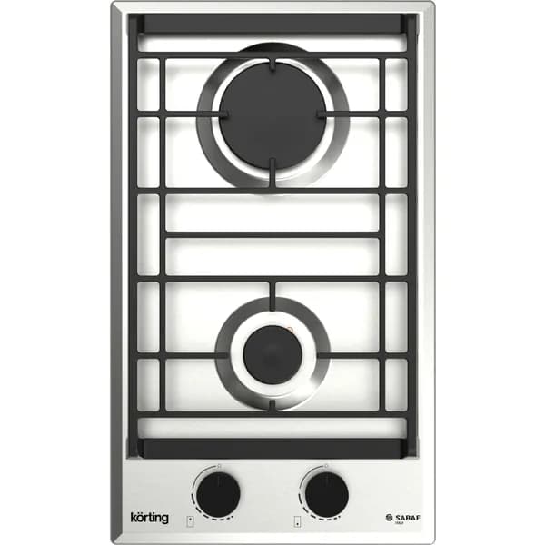 Korting HG 3712 CX Встраиваемая варочная панель, газовая, 30 см, 2 конфорки, газ-контроль, электроподжиг, адаптер для кофейника, адаптер под сжиженный газ, жиклеры под сжиженный газ, цвет нержавеющая
