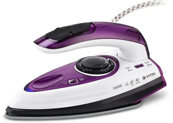 Утюг Vitek дорожный 1000Вт, белый, фиолетовый (VT-8305). Товар уцененный
