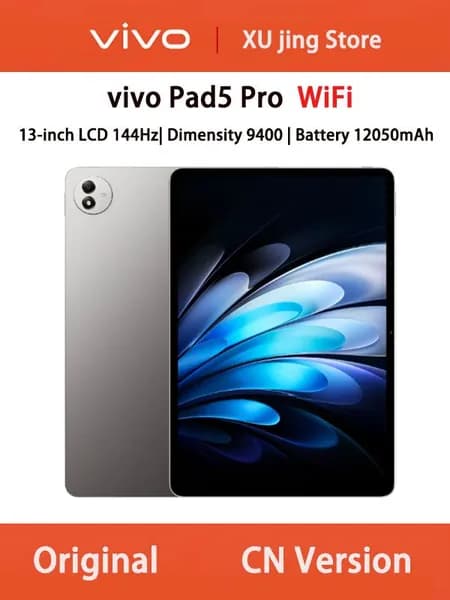 vivo Планшет Vivo Pad5 Pro wifi китайская версия 13-дюймовый ЖК-экран 144 Гц Dimensity 9400 Емкость аккумулятора: 12050 мАч, 13" 256 ГБ/8 ГБ, серый