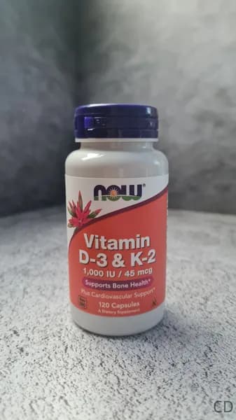 NOW foods Vitamin D3 and K2 1000 МЕ 45 mcg 120 caps, Нау витамин Д3 и К2 1000 МЕ, 120 растительных капсул