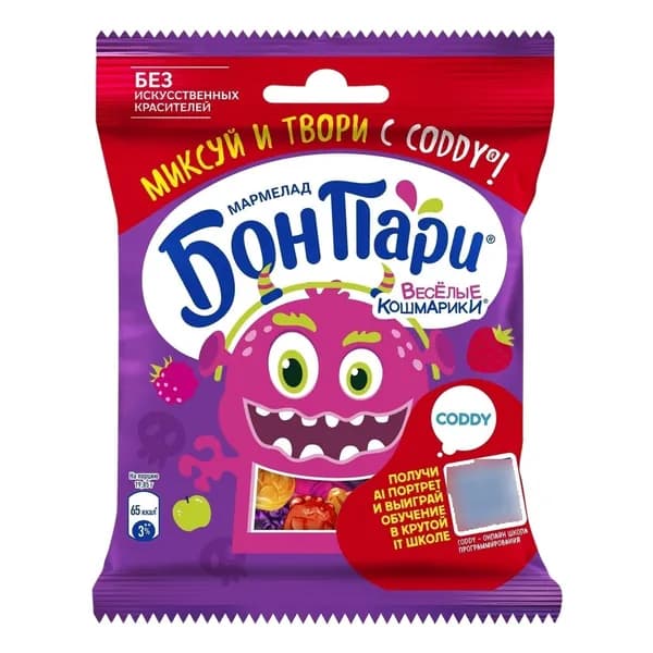 Мармелад Бон Пари Веселые кошмарики жевательный со вкусом фруктов 75 г