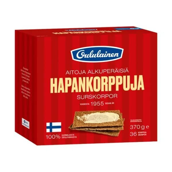 МЯТАЯ УПАКОВКА! Oululainen Hapankorppuja ржаные хлебцы 370 г, (из Финляндии)