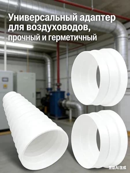 Переходник (соединитель) круглых воздуховодов пластиковый универсальный 200/190/180/170/160/150/125/120/100/80 мм, ERA PU16.15.12,5.12.10.8