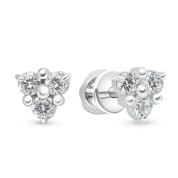 Серьги женские с фианитами серебро 925 пробы 585GOLD