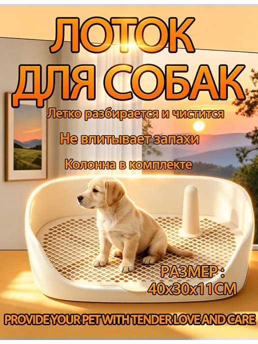 Туалет лоток для собак с сеткой под пеленку 40*30*11см