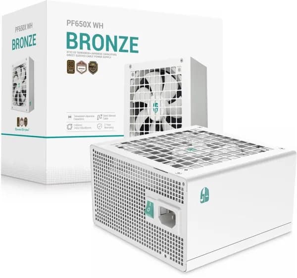 Блок питания DeepCool PF650, 650Вт, 80 PLUS WHITE, 120мм, черный, retail