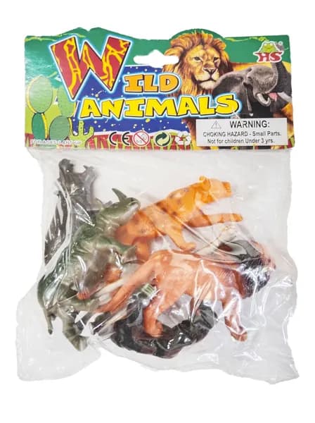 Набор пластмассовых диких животных 6 штук wild animals