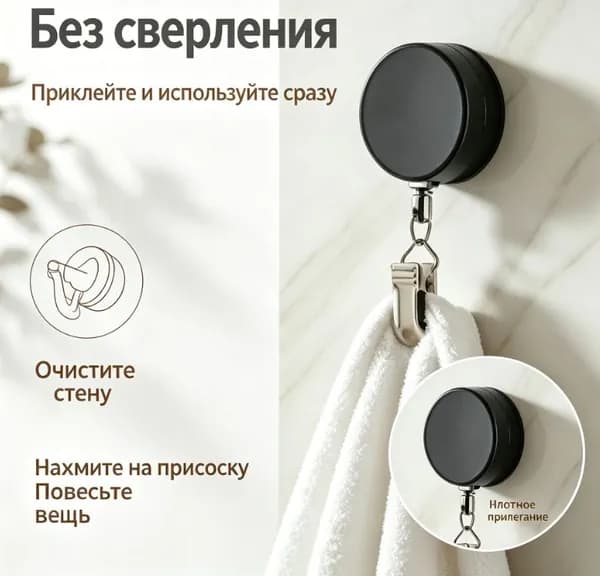 Самоклеящийся держатель для полотенец на тросике
