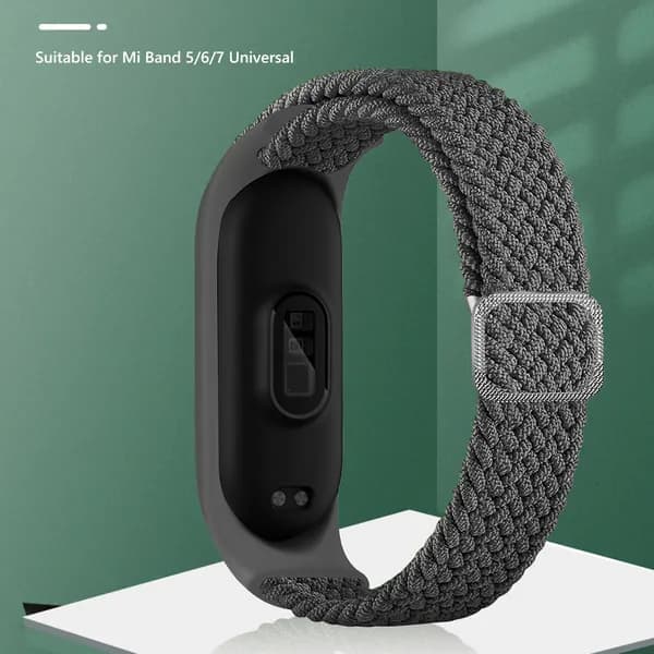 Заменяемый ремешок для фитнес-браслетов Xiaomi Mi Band 5/6/7, нейлоново-силиконовый, регулируемый, серый