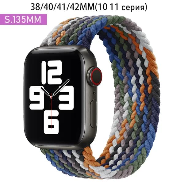 Нейлоновый ремешок для Apple Watch 42 мм(S10)/38/40/41mm, размер S series 1 2 3 4 5 6 7 8 9/SE(для эпл вотч),Эластичный плетеный браслет