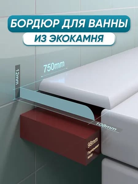 Акриловый бордюр для ванны ПШ108 750мм