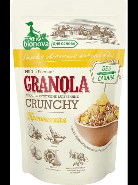 Мюсли BIONOVA Crunchy Тропические, 400г