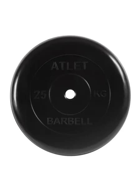 Диск обрезиненный черный Atlet Barbell d-26 25 кг