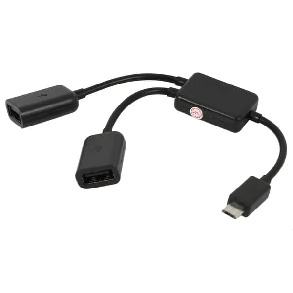 Кабель Micro-USB Host, Micro-USB Male to 2X Type A Dual USB Female OTG адаптер-конвертер-концентратор для планшета Android и смартфона, черн