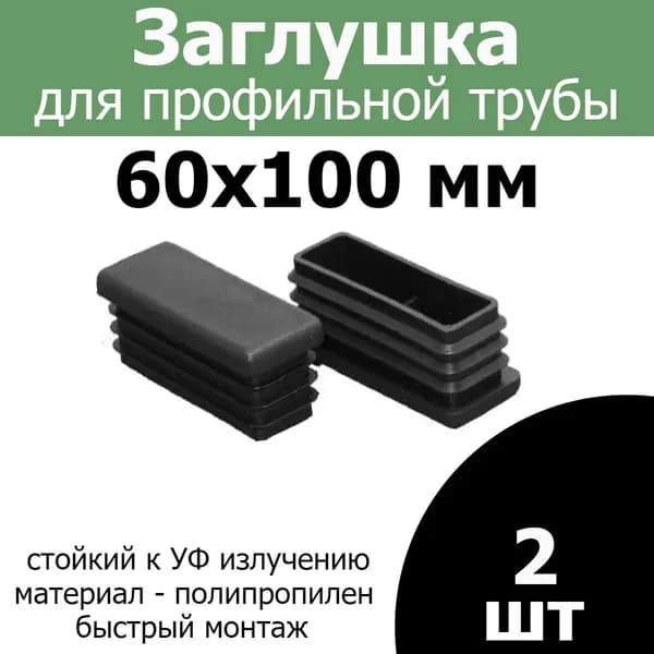 Заглушка на профильную трубу 60х100 черная 2шт